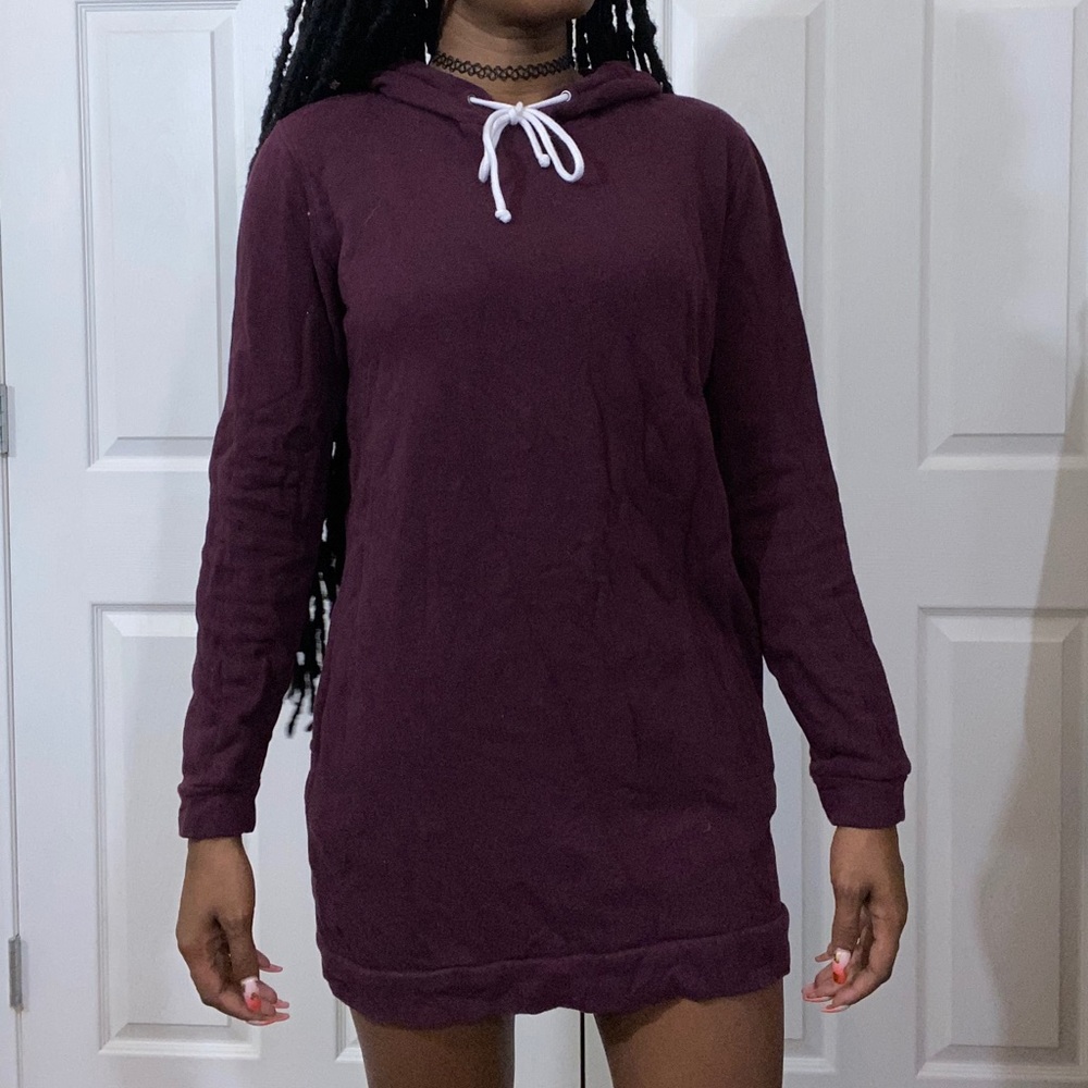 Burgundy Hooded Dress
